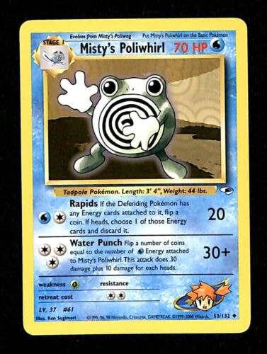 Mistys Poliwhirl Gym Heroes NM, 53/132 Pokemon Card. Mistys Poliwhirl Gym Heroes NM, 53/132 Pokemon Card.