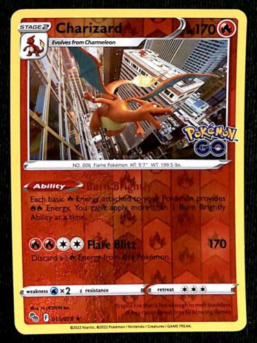 Charizard Reverse Ultra Rare Pokemon GO 010/078, NM Pokemon Card Charizard Reverse Ultra Rare Pokemon GO 010/078, NM Pokemon Card
