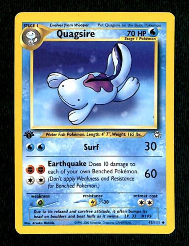 Quagsire 1st Edition Neo Genesis VG, 45/111 Pokemon Card Quagsire 1st Edition Neo Genesis VG, 45/111 Pokemon Card