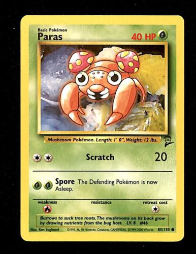Paras Base Set 2 NM, 85/130 Pokemon Card Paras Base Set 2 NM, 85/130 Pokemon Card