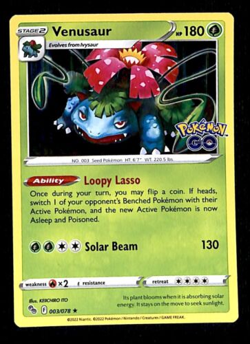 Venusaur Holo Pokemon GO 003/078, NM Pokemon Card Venusaur Holo Pokemon GO 003/078, NM Pokemon Card