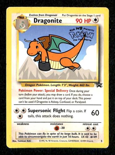 Dragonite WB Movie Black Star Promo 5, VG Pokemon Card Dragonite WB Movie Black Star Promo 5, VG Pokemon Card