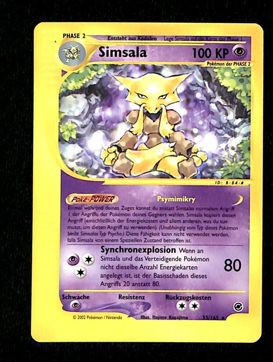 Simsala (Alakazam) Expedition Base Set GERMAN NM, 33/165 Pokemon Card Simsala (Alakazam) Expedition Base Set GERMAN NM, 33/165 Pokemon Card