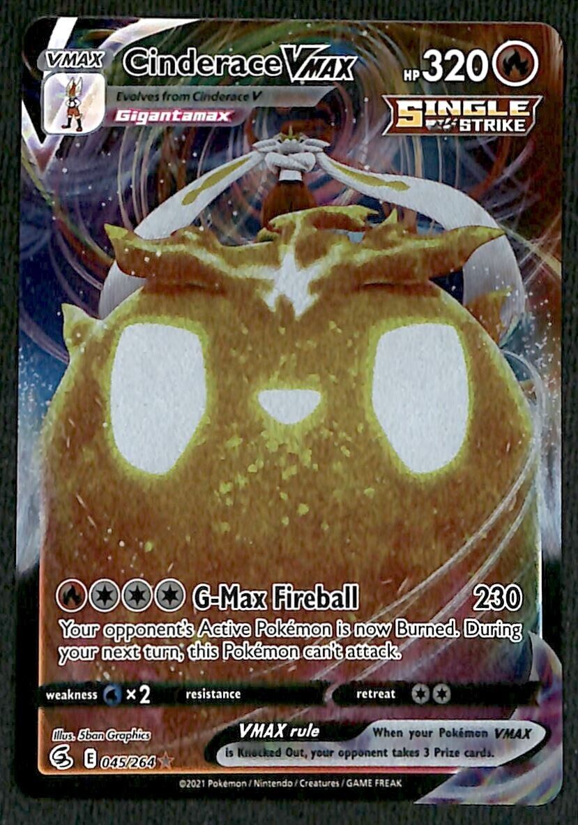 Cinderace Vmax Fusion Strikes 045/264, NM Pokemon Card Cinderace Vmax Fusion Strikes 045/264, NM Pokemon Card