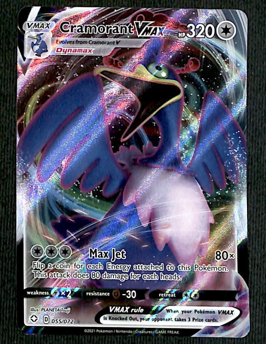 Cramorant Vmax Ultra Rare Shining Fates 055/072, NM Pokemon Card Cramorant Vmax Ultra Rare Shining Fates 055/072, NM Pokemon Card