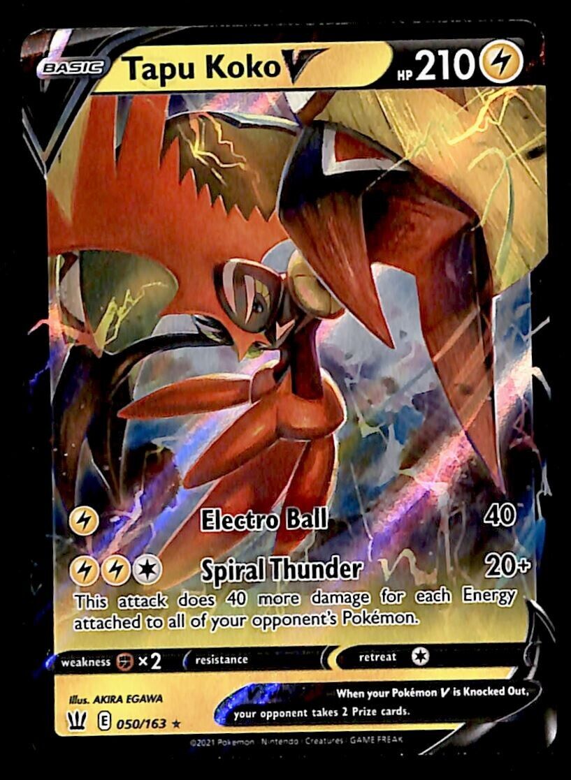 Tapu Koko V Ultra Rare Battle Styles 050/163, NM Pokemon Card Tapu Koko V Ultra Rare Battle Styles 050/163, NM Pokemon Card