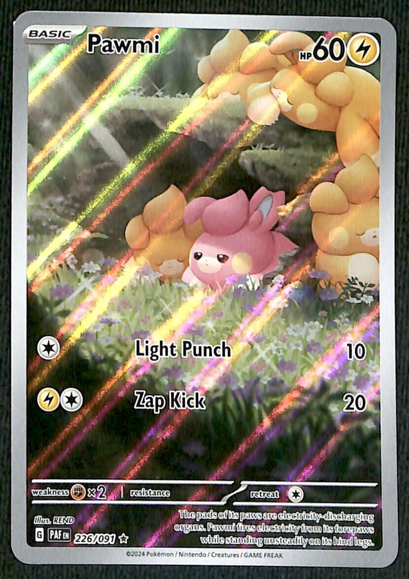 Pawmi Ultra Rare Paldean Fates 226/091, NM Pokemon Card Pawmi Ultra Rare Paldean Fates 226/091, NM Pokemon Card