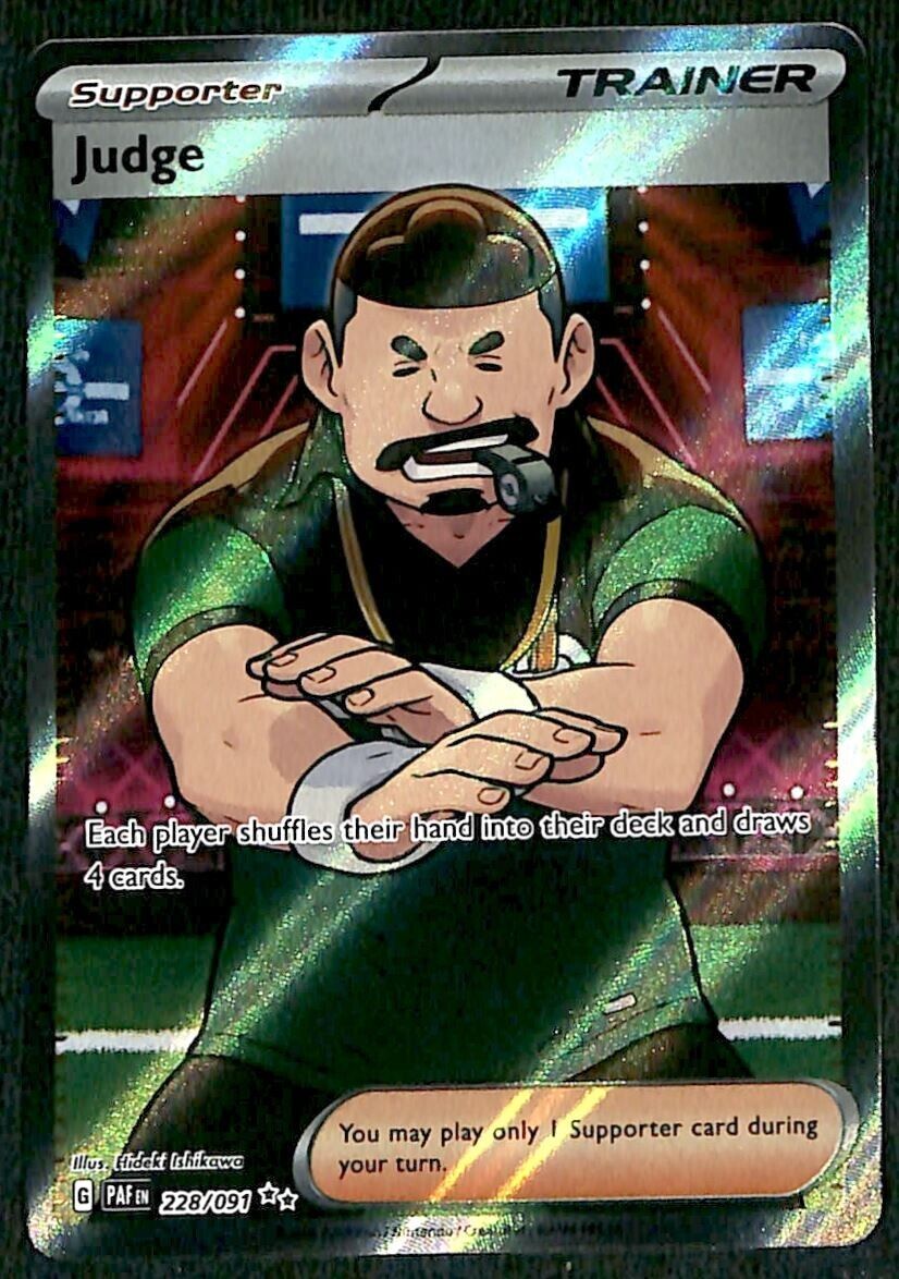 Judge Full Art Paldean Fates 228/091, NM Pokemon Card Judge Full Art Paldean Fates 228/091, NM Pokemon Card