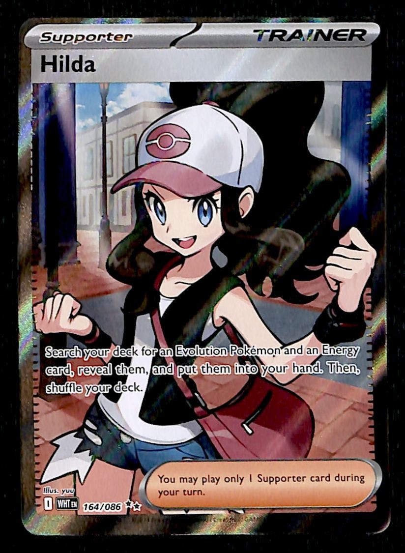 Hilda Full Art Trainer White Flare 164/086, NM Pokemon Card Hilda Full Art Trainer White Flare 164/086, NM Pokemon Card