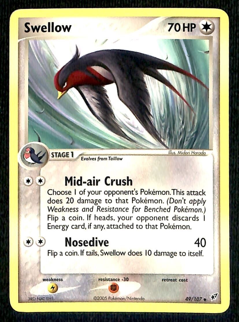 Swallow EX Deoxy NM, 49/107 Pokemon Card Swallow EX Deoxy NM, 49/107 Pokemon Card
