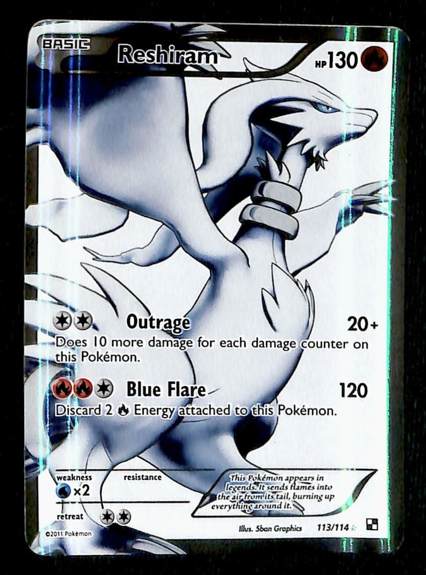 Reshiram Full Art Black & White Base 36/108, EX Pokemon Card