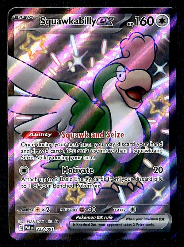 Shiny Squawkabilly Full Art Paldean Fates 223/091, NM Pokemon Card