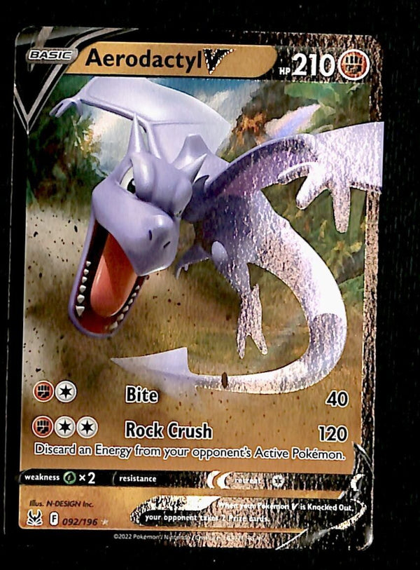 Aerodactyl V Full Art Lost Origin 092/196, NM Pokemon Card