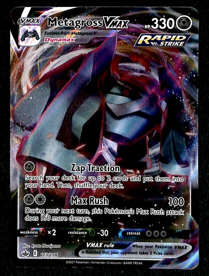 Metagross VMAX Chilling Reign 113/198, NM Pokemon Card Metagross VMAX Chilling Reign 113/198, NM Pokemon Card