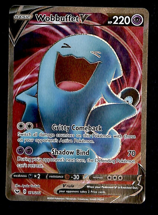Wobbuffet V Full Art Sword & Shield Base 191/202, NM Pokemon Card