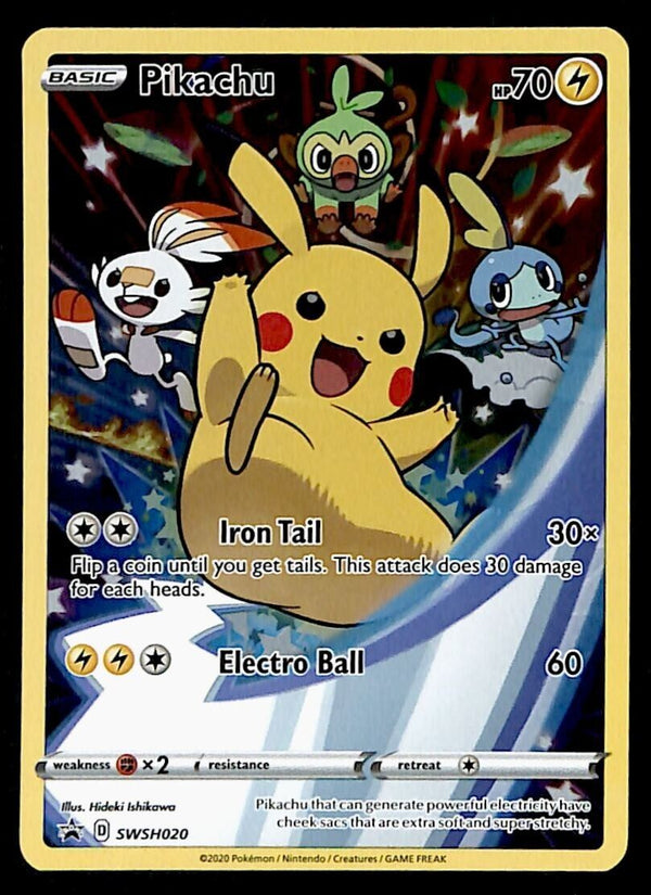 Pikachu Full Art Black Star Promo SWSH 020, NM Pokemon Card