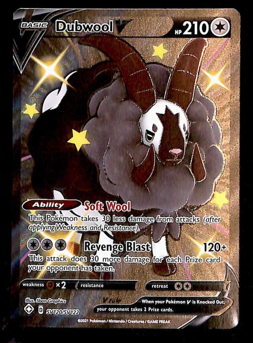 Dubwool V Full Art Ultra Rare Shining Fates SV120/SV122, NM Pokemon Ca