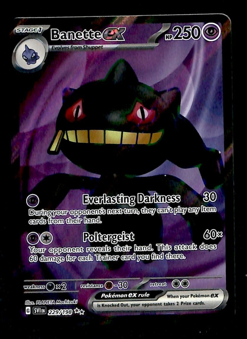 Banette ex Full Art Card Scarlet & Violet Base 229/198, NM Pokemon Car