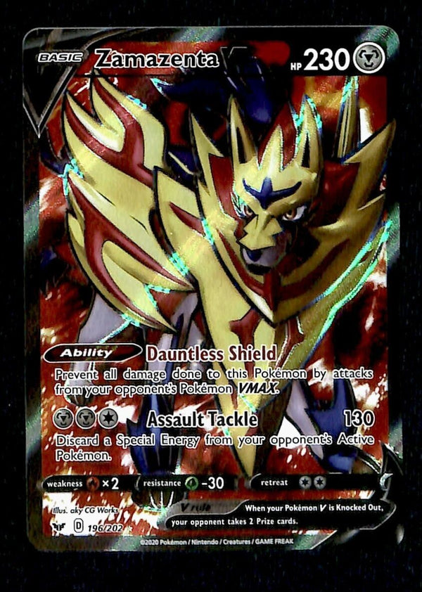Zamazenta V Full Art Sword & Shield Base 196/202, NM Pokemon Card