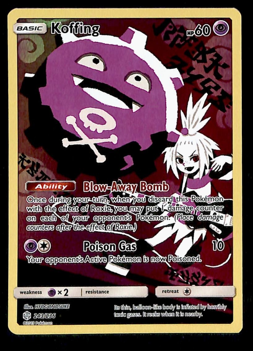 koffing pokemon card Koffing Full Art Cosmic Eclipse 243/236, NM Pokemon Card