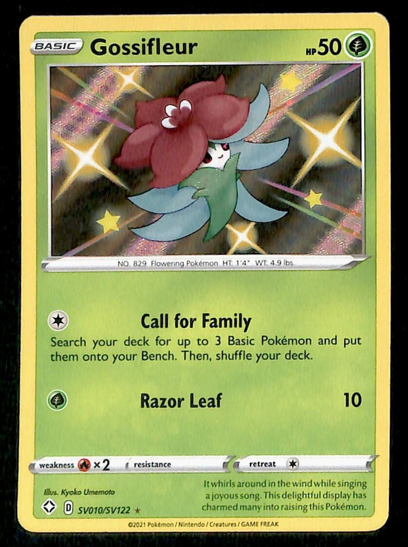Shiny Gossifleur Rare Shiny Vault Shining Fates SV010/SV122, NM Pokemo