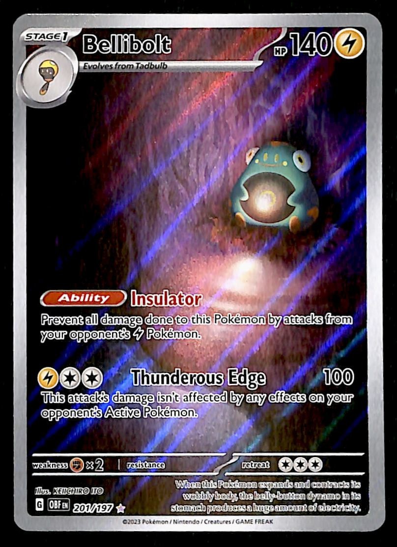 Bellibolt illistration Rare Obsidian Flames 201/197, NM Pokemon Card Bellibolt illistration Rare Obsidian Flames 201/197, NM Pokemon Card