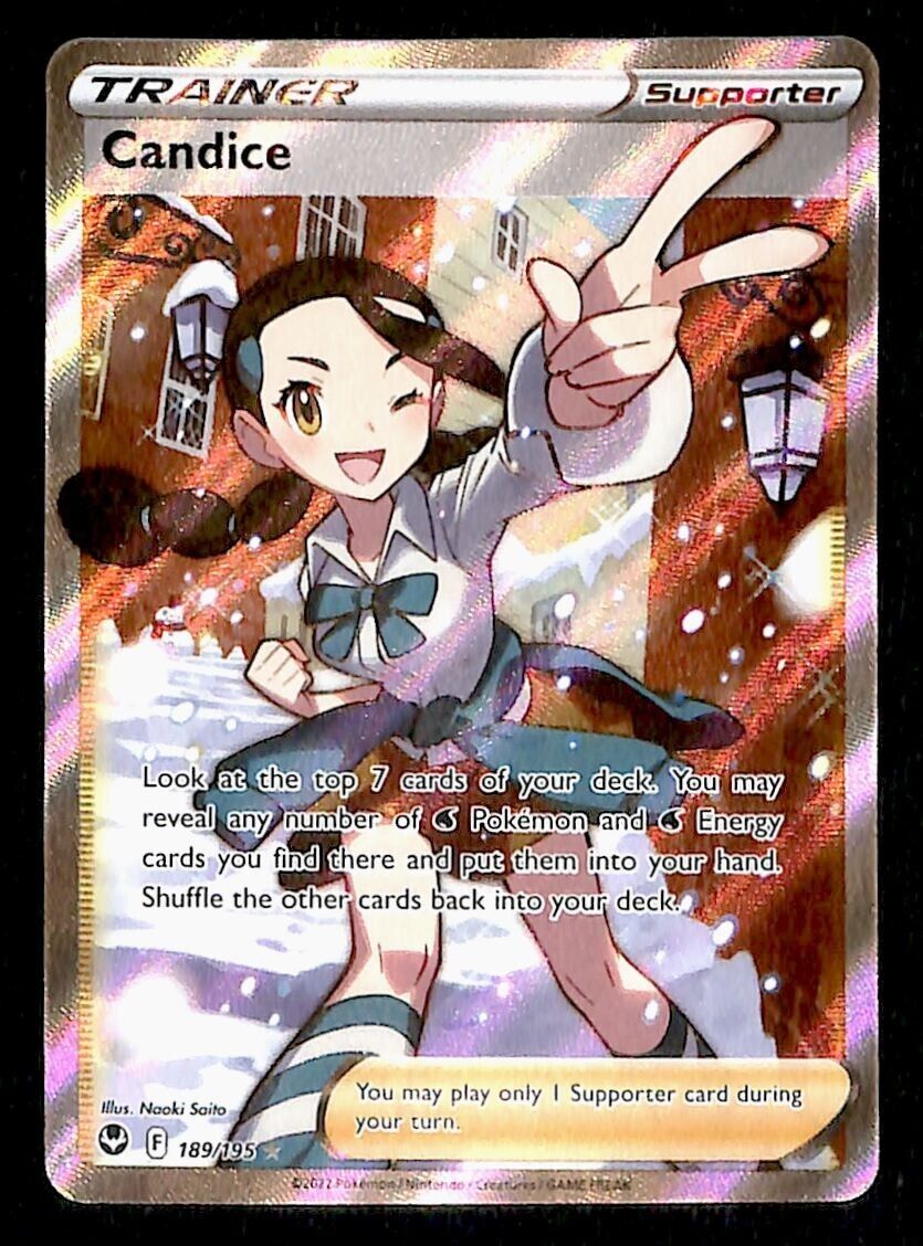 Candice Full Art Trainer Silver Tempest 189/195, NM Pokemon Card