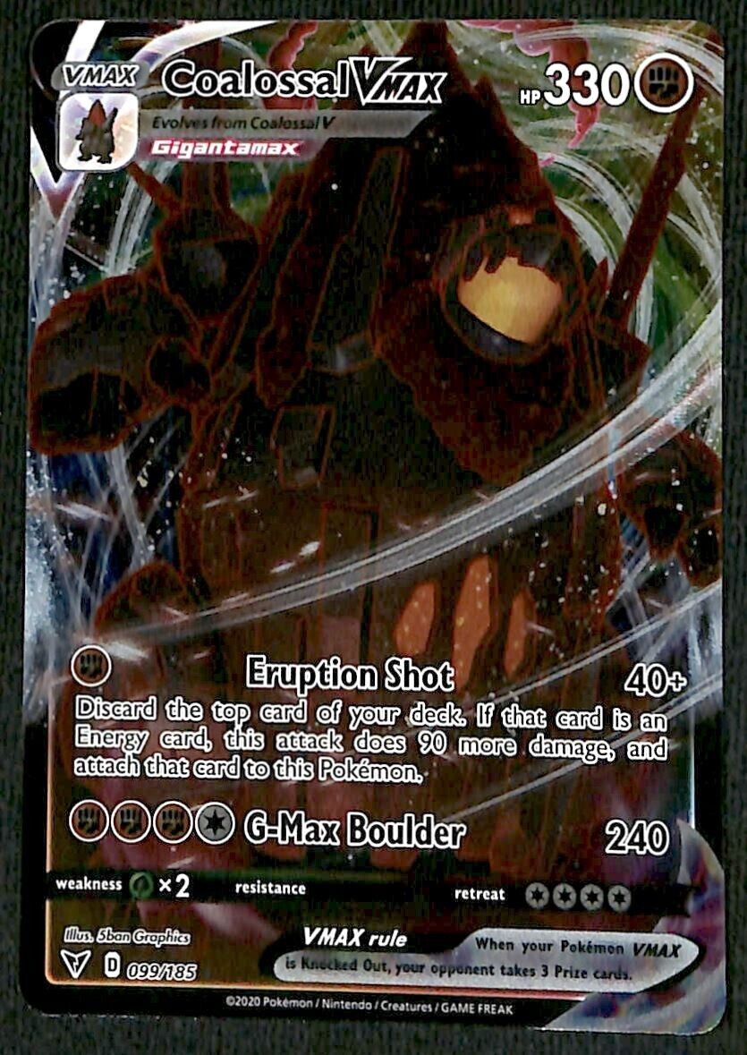 Coalossal Vmax Ultra Rare Vivid Voltage 099/185, NM Pokemon Card Coalossal Vmax Ultra Rare Vivid Voltage 099/185, NM Pokemon Card