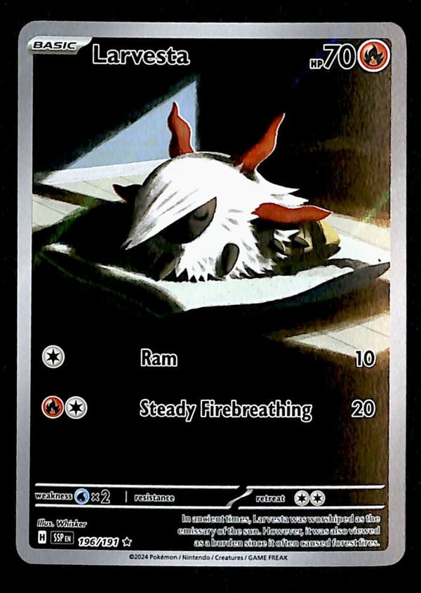 Larvesta Illustration Rare Surging Sparks 196/191, NM Pokemon Card