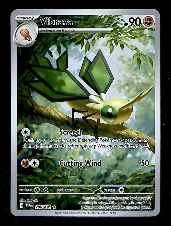 Vibrava Illustration Rare Surging Sparks 206/191, NM Pokemon Card