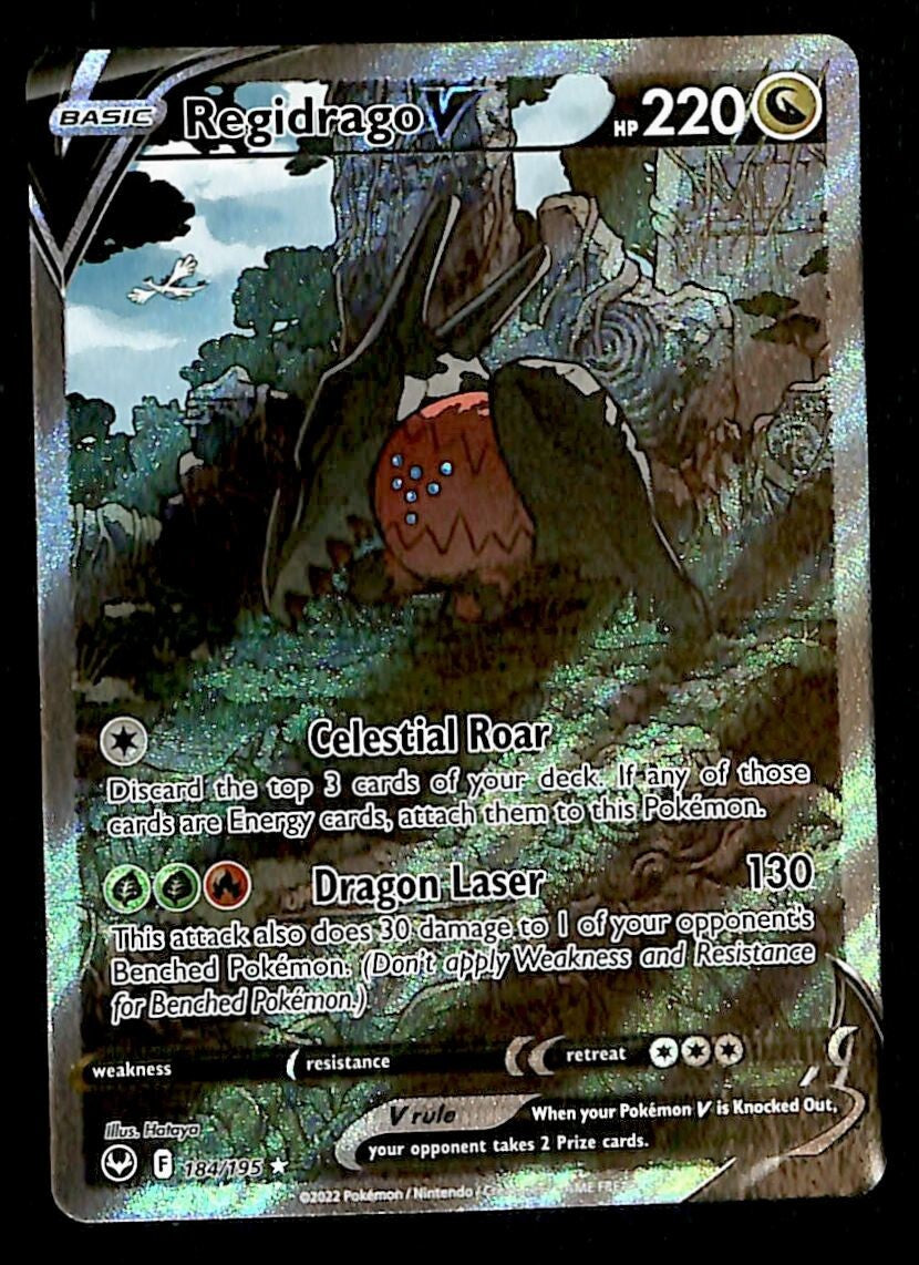 Regidrago V Full Art Silver Tempest 184/195, NM Pokemon Card