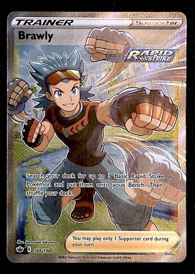 Brawly Full Art Trainer Ultra Rare Chilling Reign 188/198, NM Pokemon Brawly Full Art Trainer Ultra Rare Chilling Reign 188/198, NM Pokemon