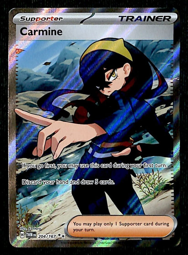 Carmine Full Art Trainer Twilight Masquerade 204/167, NM Pokemon Card