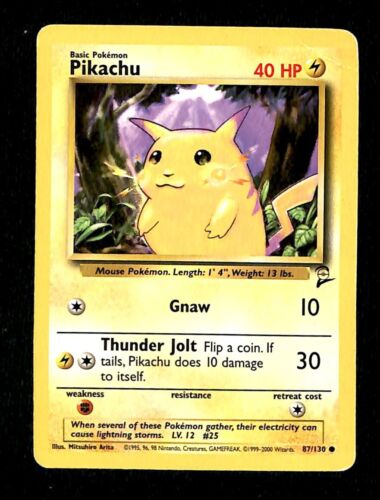 Pikachu Base Set 2 VG, 87/130 Pokemon Card
