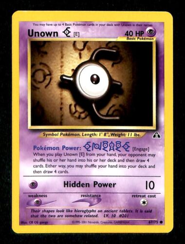 Unown E Neo Discovery NM, 67/75 Pokemon Card.