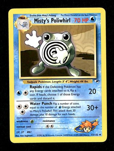 Mistys Poliwhirl Gym Heroes NM, 53/132 Pokemon Card.