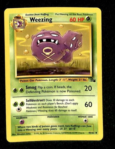 Weezing Fossil EX, 45/62 Pokemon Card