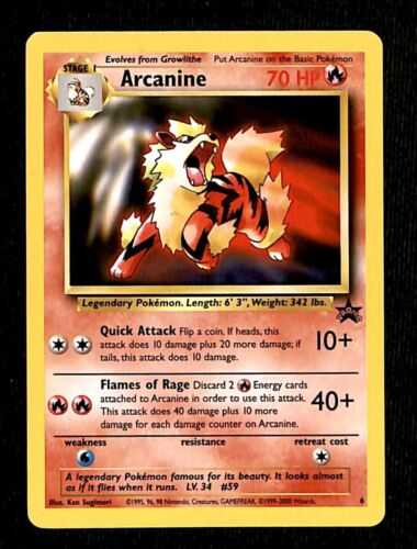 Arcanine Black Star Promo 6, NM Pokemon Card
