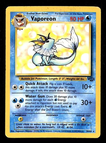 Vaporeon Jungle VG, 28/64 Pokemon Card