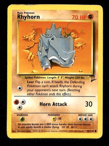 Rhyhorn Base Set 2 VG, 90/130 Pokemon Card