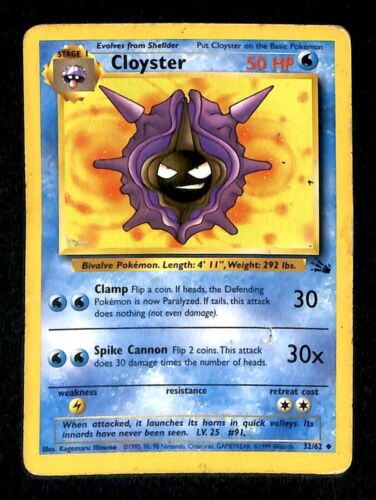 Cloyster Fossil VG, 32/62 Pokemon Card