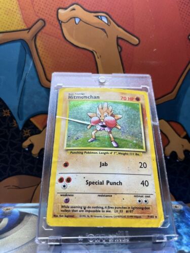 Hitmonchan Holo Base Set 1999 Unlimited Print PLAYED, 7/102 Pokemon Card.