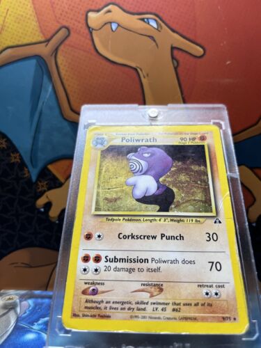 Poliwrath Holo Neo Discovery VG, 9/75 Pokemon Card.