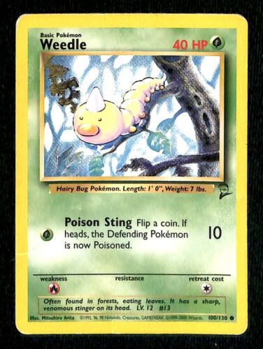 Weedle Base Set Weedle Base Set 2 VG, 100/130 Pokemon Card