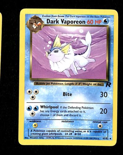 Dark Vaporeon Team Rocket NM, 45/82 Pokemon Card.