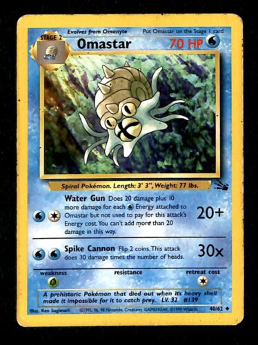 Omastar Fossil VG, 40/62 Pokemon Card
