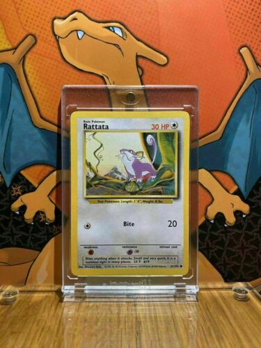 Rattata Base Set 1999 Unlimited Print EX 61/102 Pokemon Card.