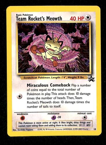 Team Rockets Meowth Black Star Promo 18, EX Pokemon Card