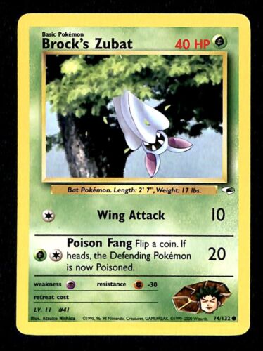 Brocks Zubat Gym Heroes EX, 74/132 Pokemon Card.