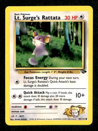 Lt Surges Rattata Gym Challenge EX, 85/132 Pokemon Card